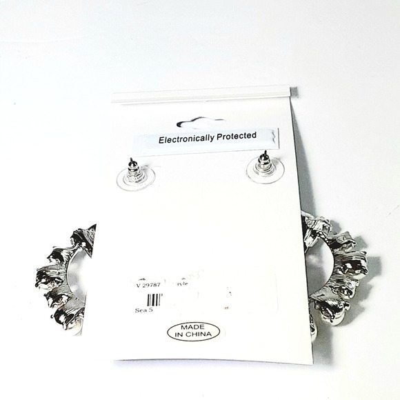 NEW Jessica McClintock Elegant Crystal & Pearl Earrings Sparkle Glam - Picture 2 of 4